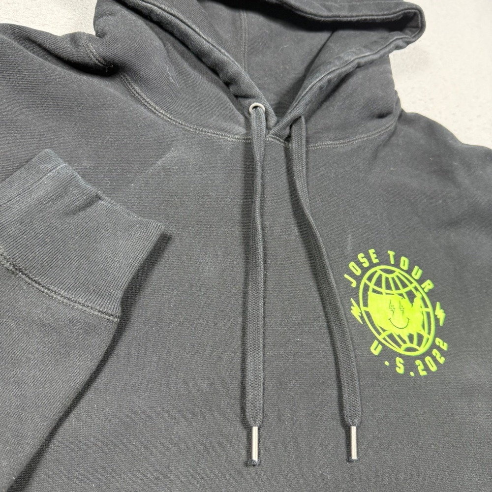 J Balvin Jose Tour 2022 Concert Hoodie Black Neon Graphic Mens Large